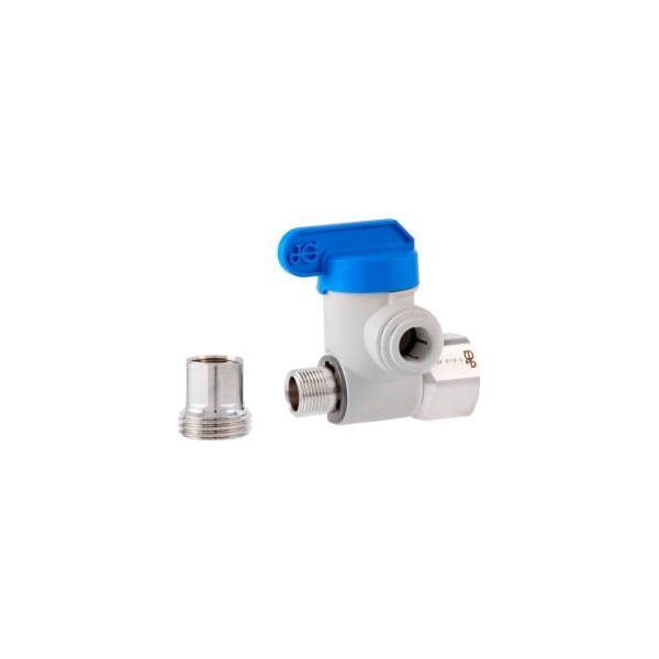 Reliance Worldwide John Guest 1/2'' x 3/8'' x 3/8'' Polypropylene Angle Stop Adapter Valve ASVPP6LF-US - main